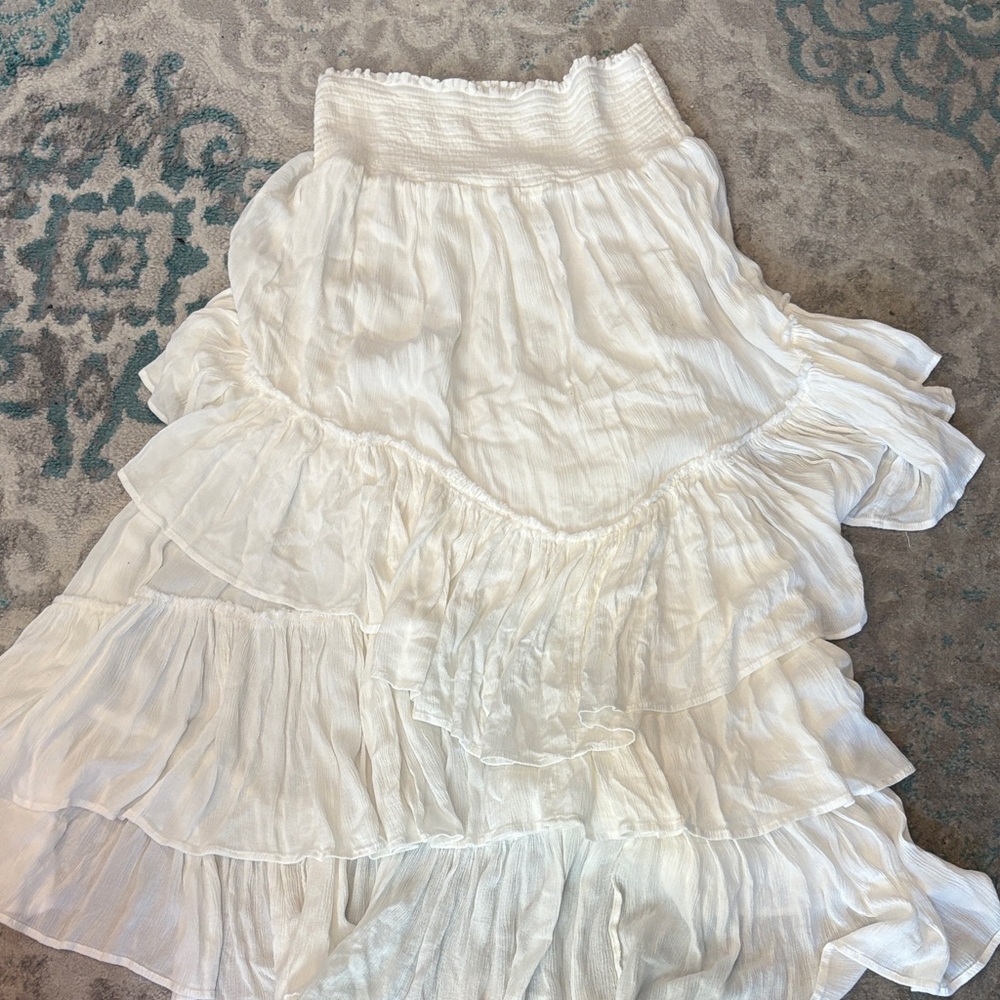 Free People White/off white Tiered A-Line Skirt